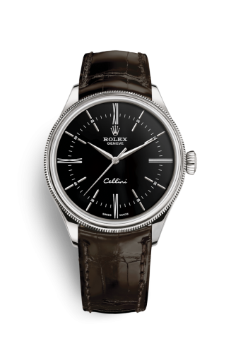 Cellini Time White Gold / Black / Alligator Brown