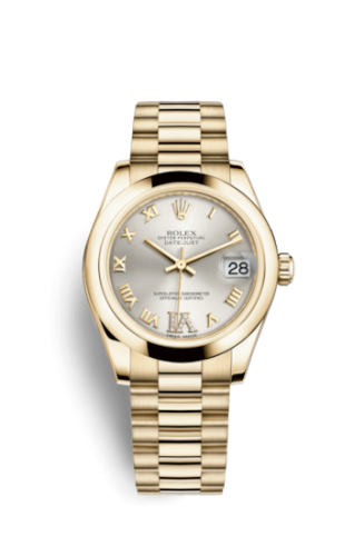 Datejust 31 Yellow Gold Domed / President / Silver Roman