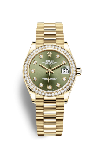 Datejust 31 Yellow Gold / Diamond / Olive - Diamond / President