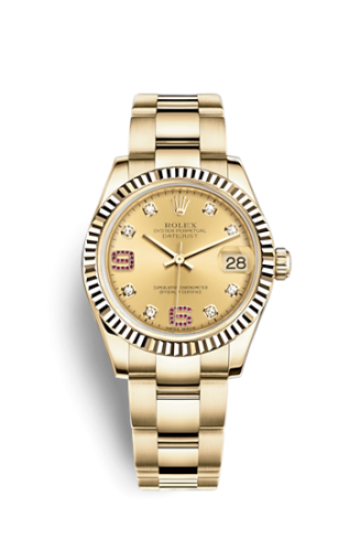 Datejust 31 Yellow Gold Fluted / Oyster / Champagne Diamond