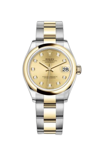 Datejust 31 Stainless Steel / Yellow Gold / Domed / Champagne - Diamond / Oyster