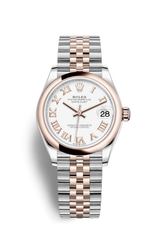 Datejust 31 Stainless Steel/ Rose Gold / Domed / White - Roman / Jubilee