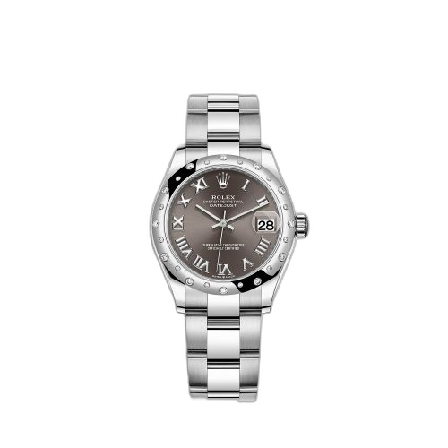 Datejust 31 Stainless Steel Domed Diamond / Oyster / Grey - Roman