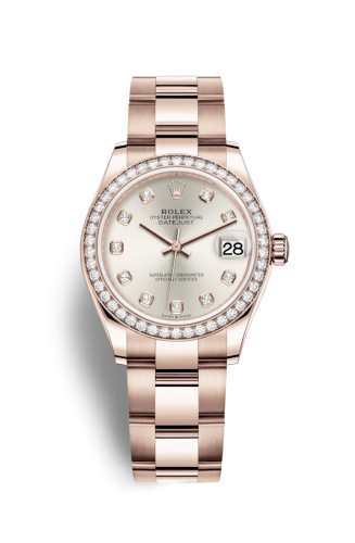 Datejust 31 Rose Gold / Diamond / Silver - Diamond / Oyster