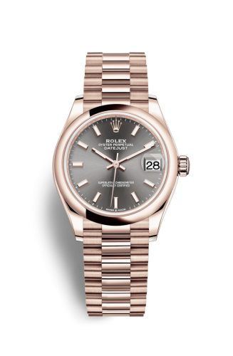 Datejust 31 Rose Gold / Domed / Grey / President