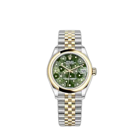 Datejust 31 Stainless Steel / Yellow Gold / Domed / Olive - Floral / Jubilee