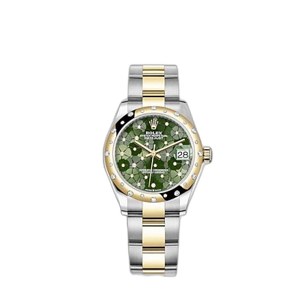Datejust 31 Stainless Steel / Yellow Gold / Domed - Diamond / Olive - Floral / Oyster