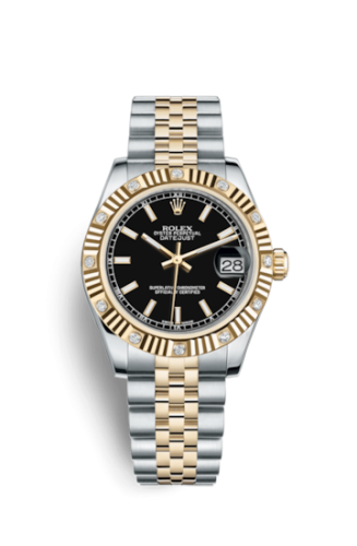 Datejust 31 Rolesor Yellow Fluted Diamond / Jubilee / Black