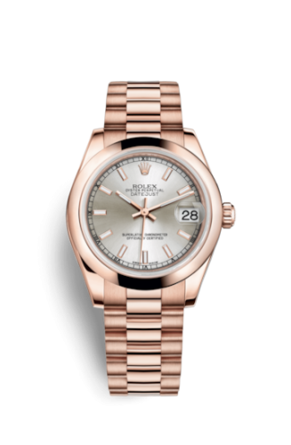 Datejust 31 Everose Domed / President / Silver
