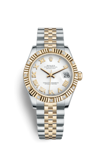 Datejust 31 Rolesor Yellow Fluted Diamond / Jubilee / White Roman