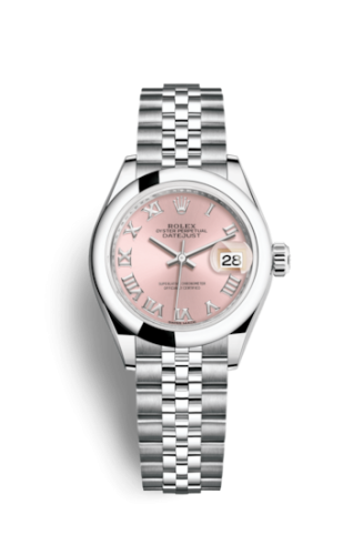 Lady-Datejust 28 Stainless Steel Domed / Jubilee / Pink Roman