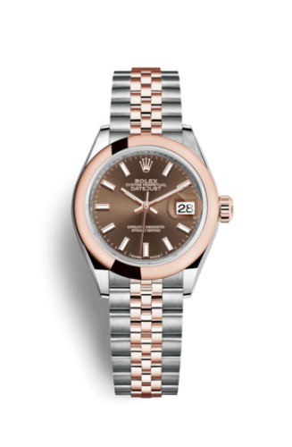 Lady-Datejust 28 Rolesor Rose Domed / Jubilee / Chocolate