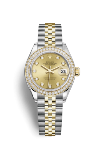 Lady-Datejust 28 Rolesor Yellow Diamond / Jubilee / Champagne Diamond