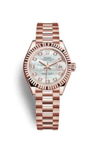 Lady-Datejust 28 Everose Fluted / President / MOP