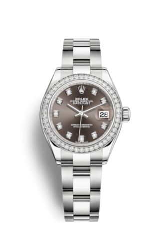 Lady-Datejust 28 Stainless Steel / Diamond / Grey - Diamond / Oyster