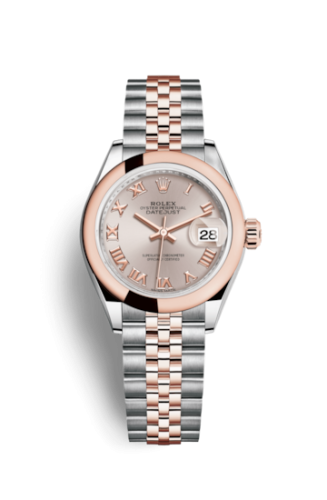 Lady-Datejust 28 Rolesor Rose Domed / Jubilee / Sundust Roman