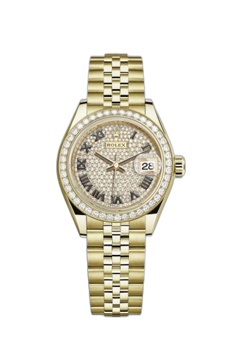 Lady-Datejust 28 Yellow Gold Diamond / Jubilee / Paved Roman