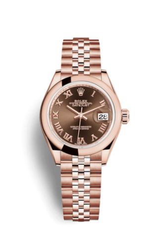 Lady-Datejust 28 Everose Domed / Jubilee / Chocolate Roman
