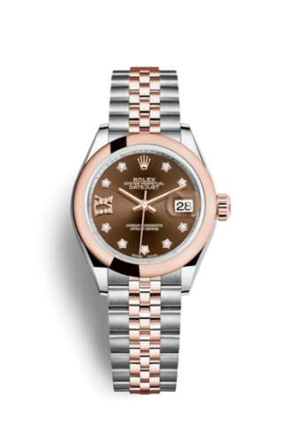 Lady-Datejust 28 Rolesor Rose Domed / Jubilee / Chocolate Diamond