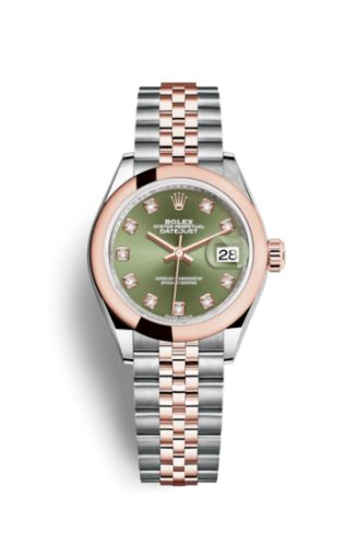 Lady-Datejust 28 Rolesor Rose Domed / Jubilee / Olive Diamond