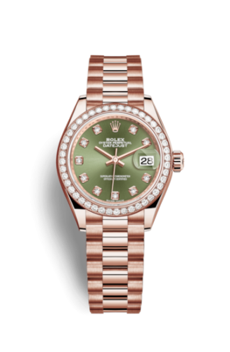 Lady-Datejust 28 Everose Diamond / President / Olive Diamond