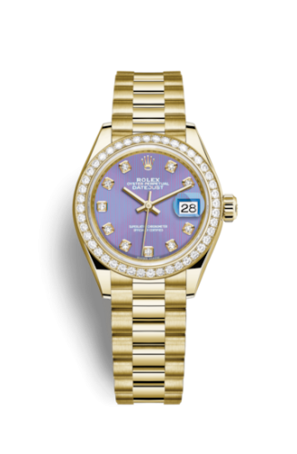 Lady-Datejust 28 Yellow Gold Diamond / President / Lavender Diamond
