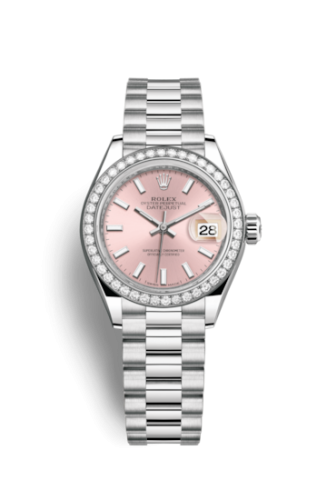 Lady-Datejust 28 Platinum Diamond / President / Pink