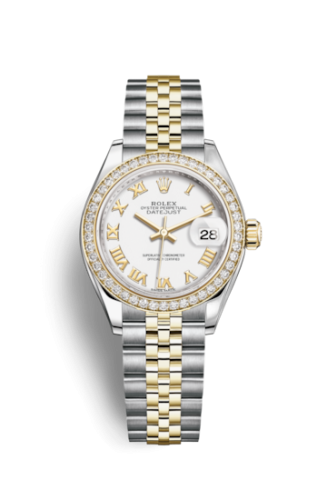 Lady-Datejust 28 Rolesor Yellow Diamond / Jubilee / White Roman