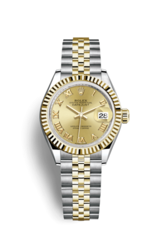 Lady-Datejust 28 Rolesor Yellow Fluted / Jubilee / Champagne Roman