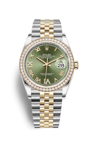 Datejust 36 Stainless Steel / Yellow Gold / Diamond / Olive Green Roman Diamond / Jubilee