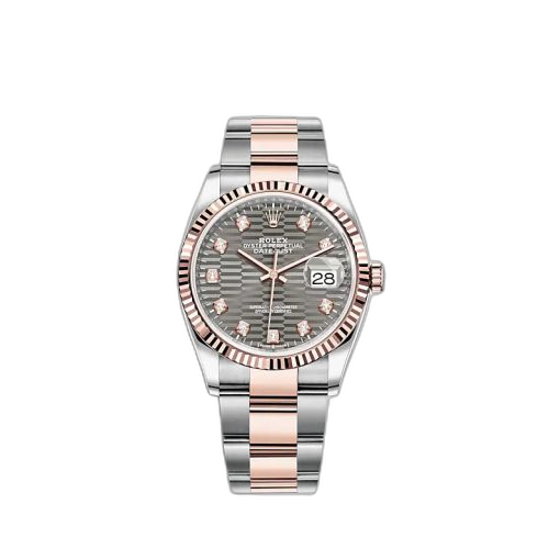 Datejust 36 Stainless Steel / Everose / Fluted / Slate - Fluted - Diamond / Oyster