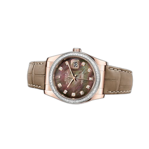 Datejust 36 Everose Strap Black Mother of Pearl Diamonds