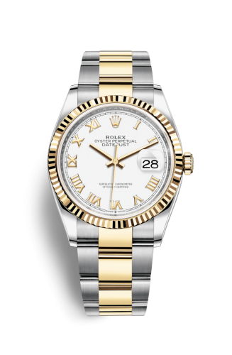 Datejust 36 Stainless Steel / Yellow Gold / Fluted / White Roman / Oyster