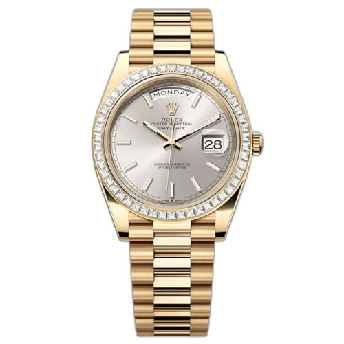 Day-Date 40 Yellow Gold - Baguette / Silver