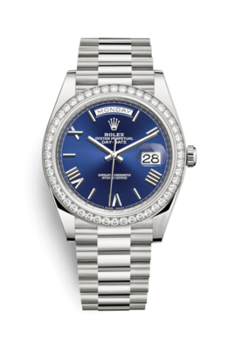 Day-Date 40 White Gold - Diamond / Blue Roman