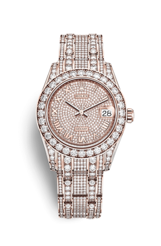 Datejust Pearlmaster 34 Everose Diamond / Paved Roman