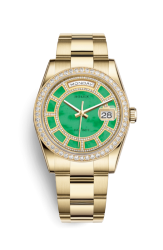Day-Date 36 Yellow Gold Diamonds / Oyster / Green Jade Carousel