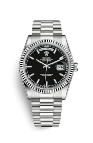 Day-Date 36 White Gold Fluted / President / Black