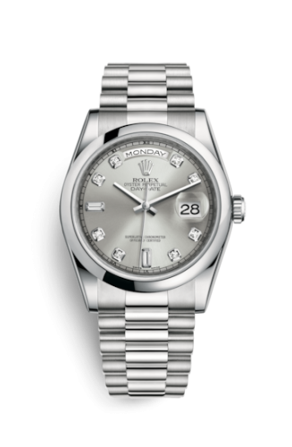 Day-Date 36 Platinum Domed / President / Silver Diamond
