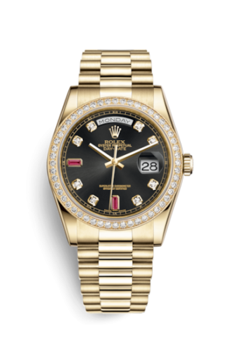 Day-Date 36 Yellow Gold Diamonds / President / Black Diamonds Rubies