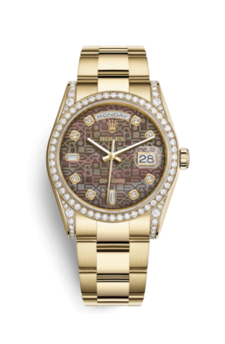 Day-Date 36 Yellow Gold Diamonds / Oyster / Black MOP Computer