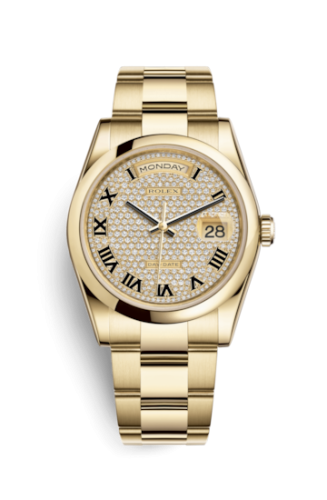 Day-Date 36 Yellow Gold Domed / Oyster / Paved Roman