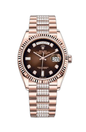 Day-Date 36 Everose Gold / Fluted / Brown Ombré-Diamond / President-Diamond