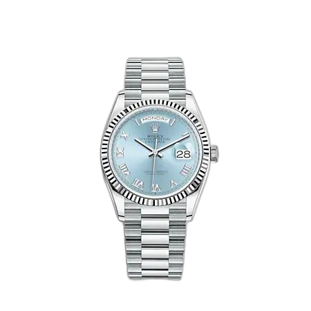 Day-Date 36 Platinum - Fluted / Ice Blue - Roman / President