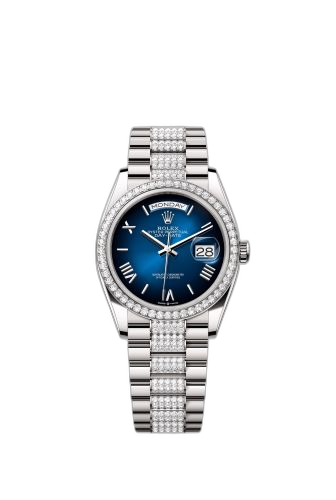 Day-Date 36 White Gold - Baguette / Blue Ombré - Diamond / President - Diamond