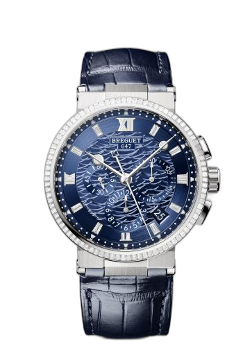Marine Chronograph 5529 White Gold - Diamond / Blue / Alligator