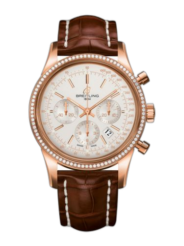 Transocean Chronograph Red Gold / Diamond / Silver / Croco