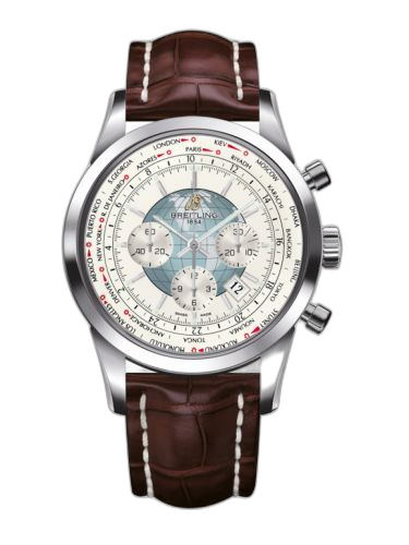 Transocean Chronograph Unitime Stainless Steel / Silver / Croco