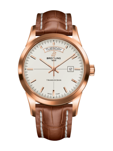 Transocean Day & Date Red Gold / Silver / Croco / Pin