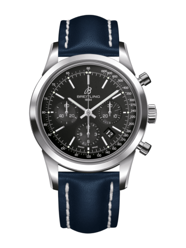 Transocean Chronograph Stainless Steel / Black / Calf / Folding